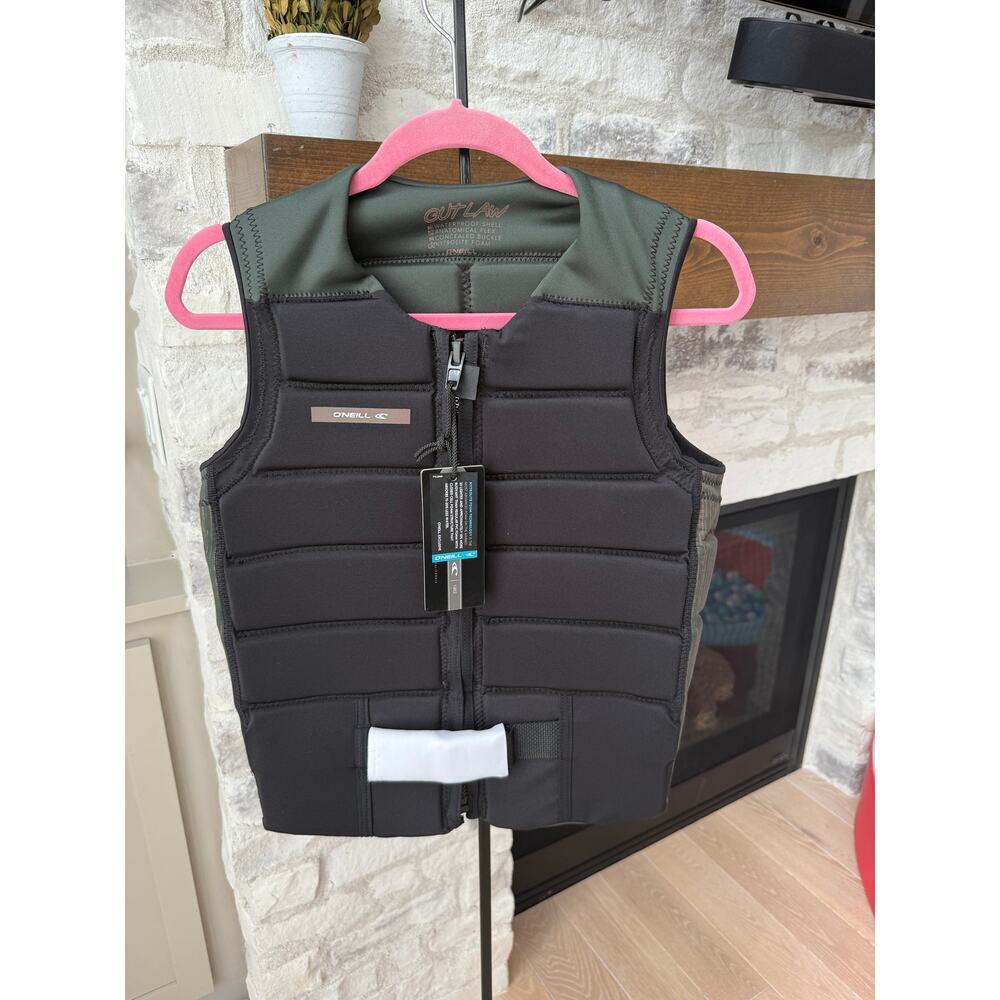 Oneill Men's Black Olive Outlaw Comp Full Zip Vest Size S